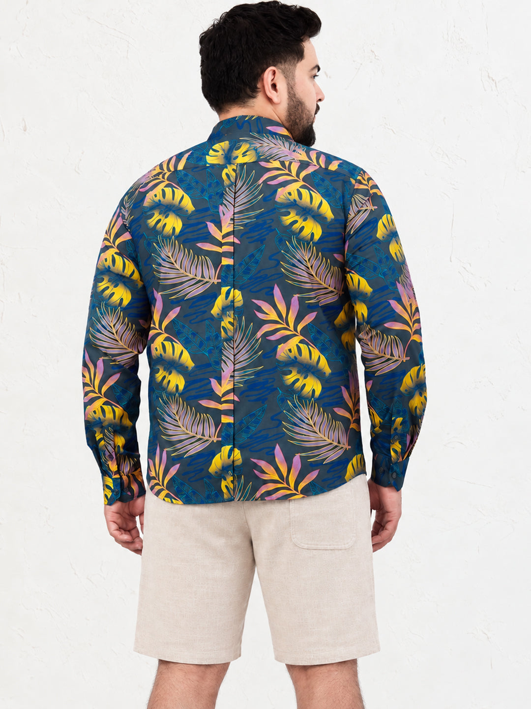 Men’s Floral Printed Grey Slim Fit Long Sleeves Shirt