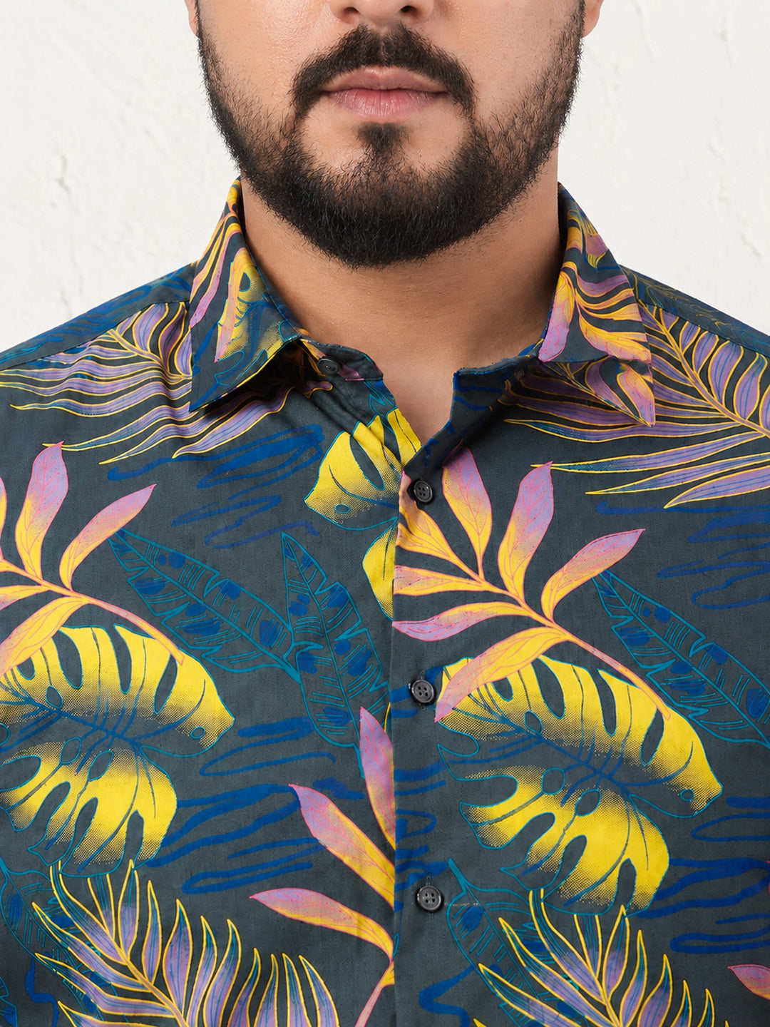 Men’s Floral Printed Grey Slim Fit Long Sleeves Shirt