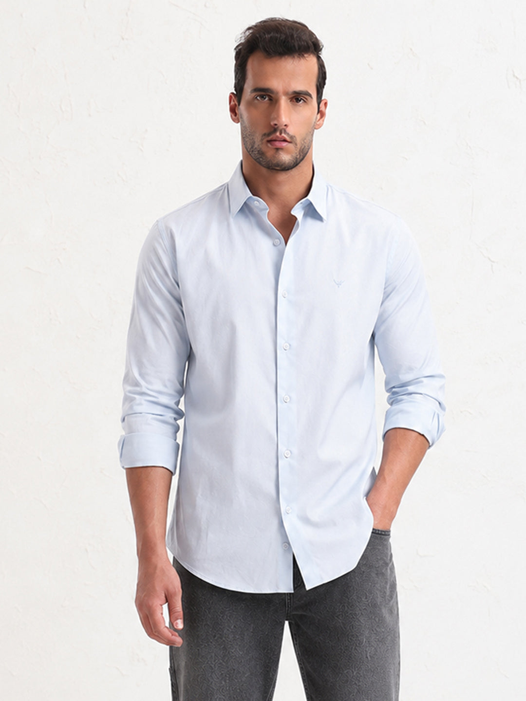 Men’s Blue Slim Fit Long Sleeves Shirt