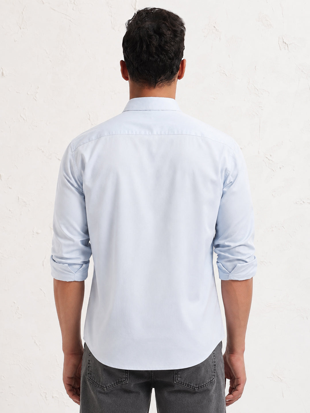 Men’s Blue Slim Fit Long Sleeves Shirt