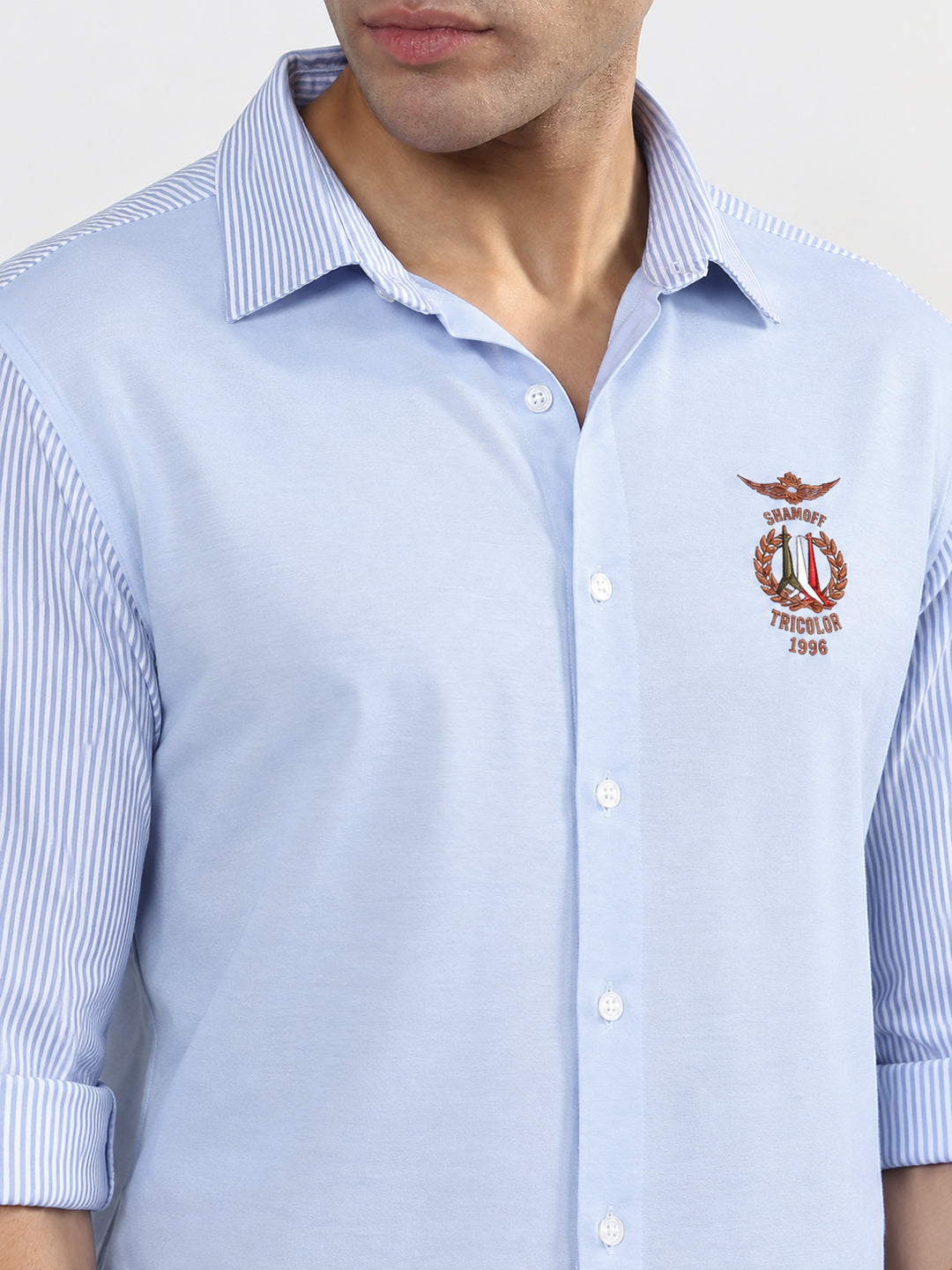 Men’s Striped Blue Slim Fit Long Sleeves Shirt