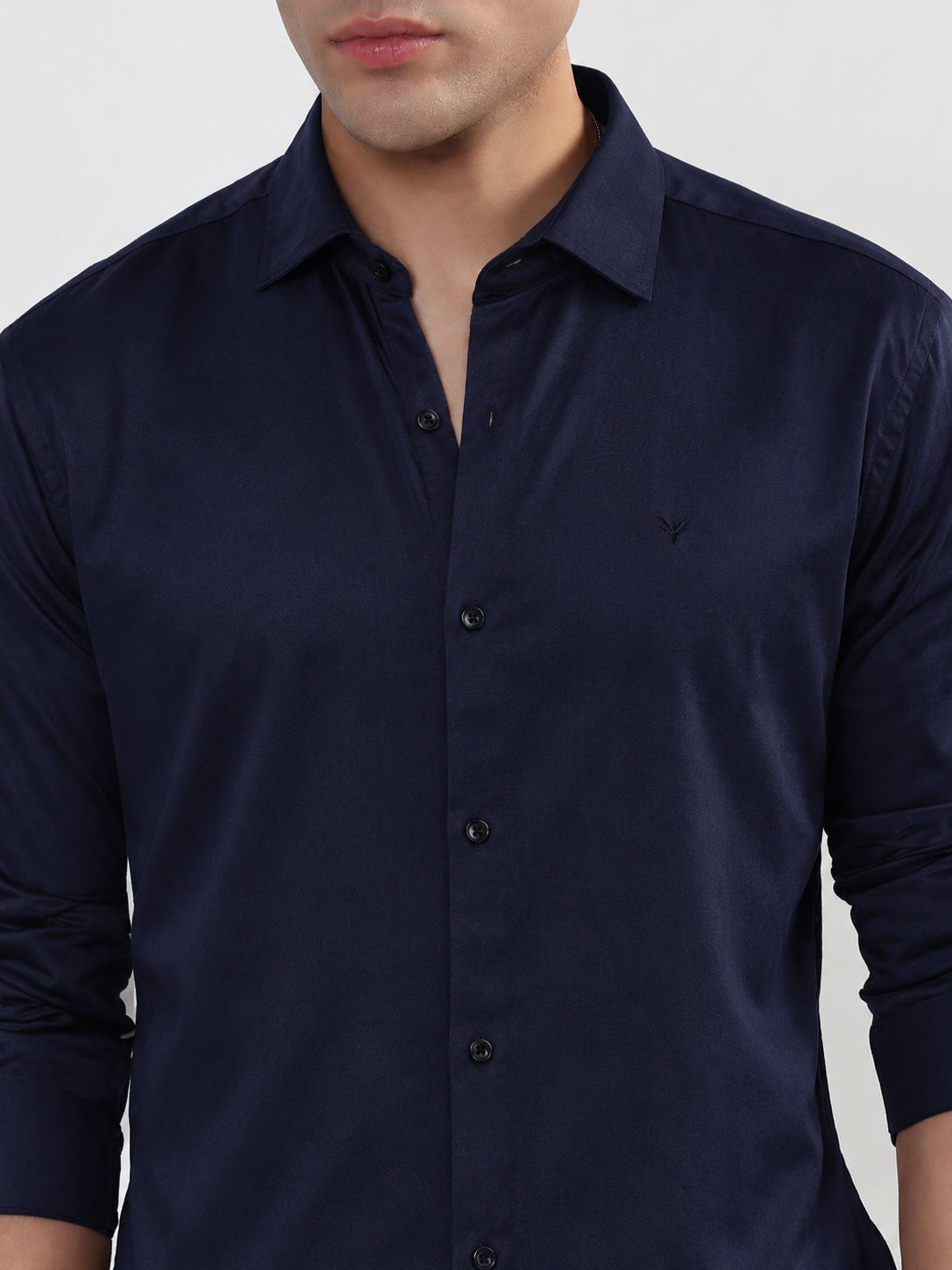 Men’s Navy Blue Slim Fit Long Sleeves Casual Shirt