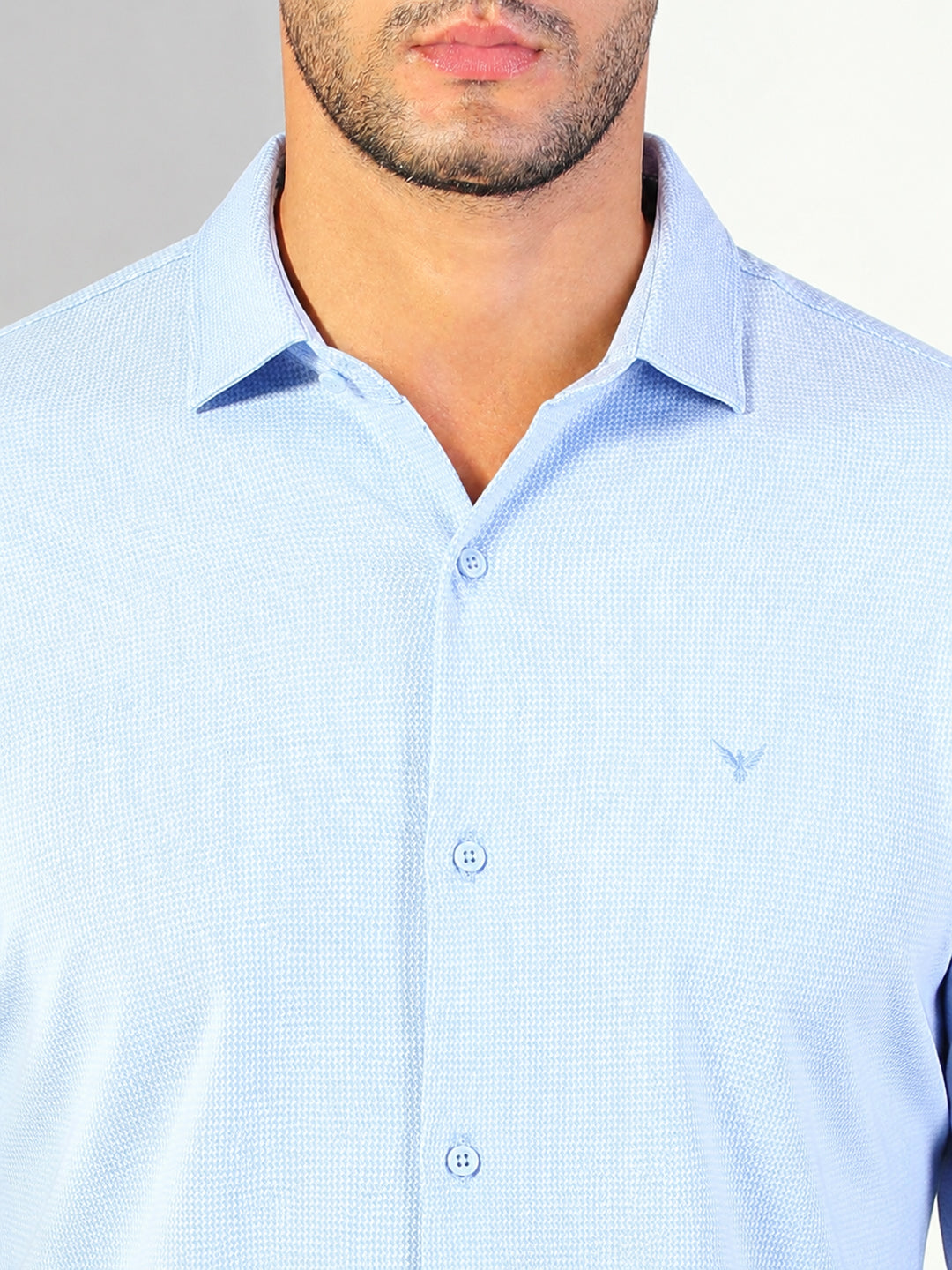 Men’s Chevron Printed Blue Slim Fit Long Sleeves Shirt