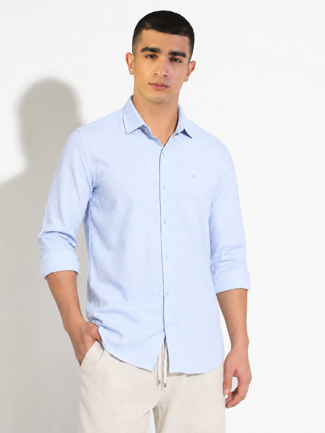 Men’s Striped Blue Slim Fit Long Sleeves Shirt