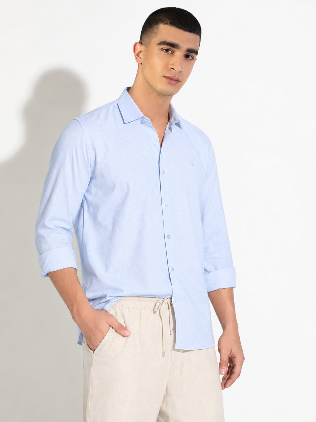 Men’s Striped Blue Slim Fit Long Sleeves Shirt