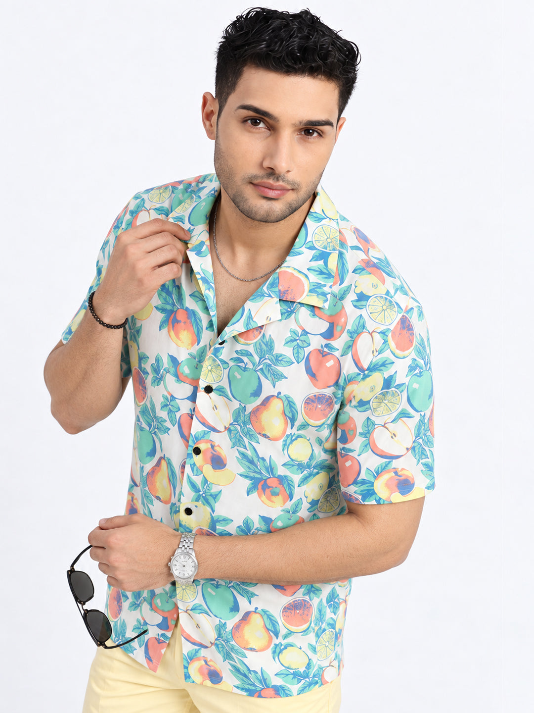 Men’s Graphic Printed Green Short Sleeves Shirt