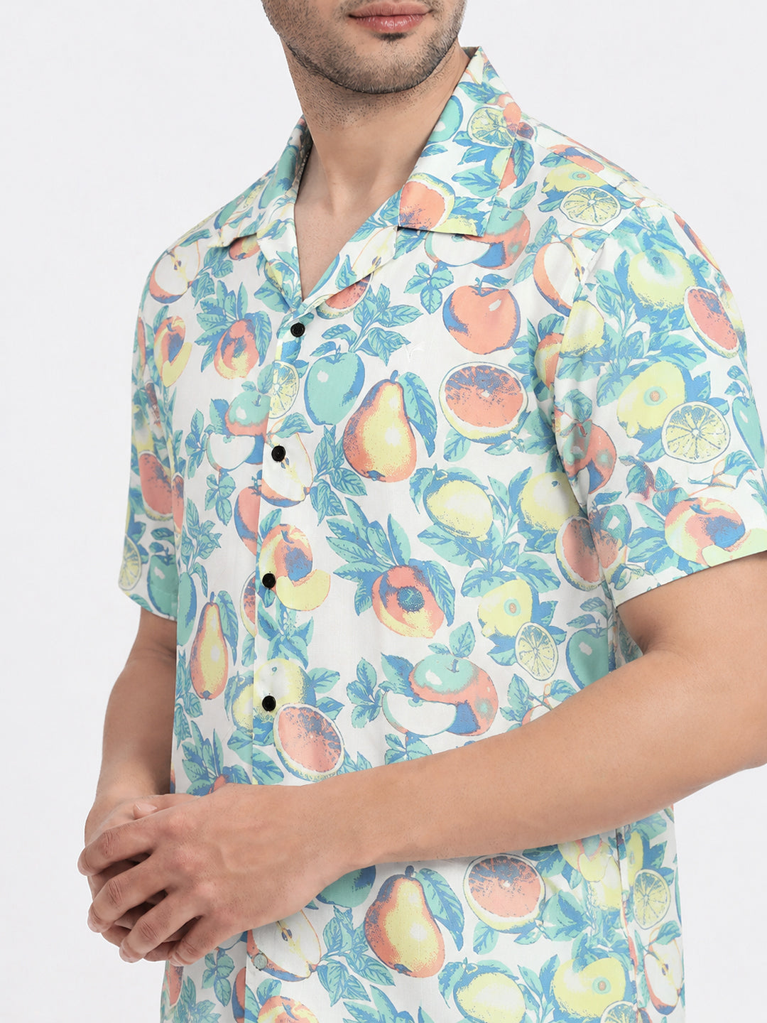 Men’s Graphic Printed Green Short Sleeves Shirt