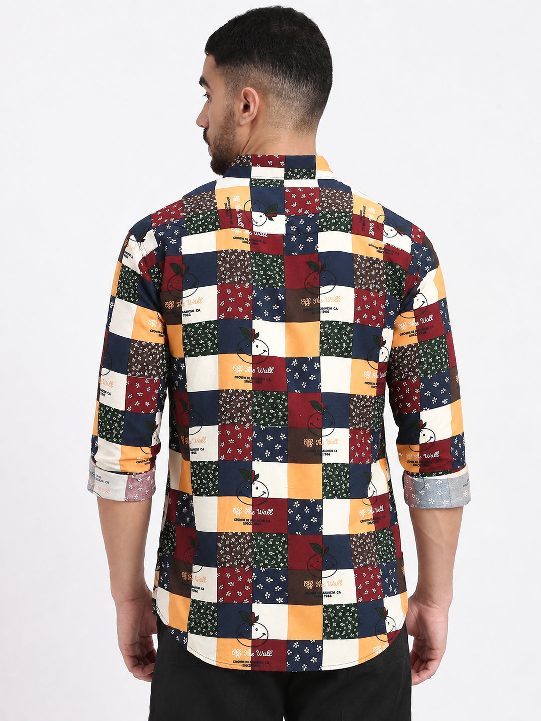 Men’s Printed Maroon Slim Fit Long Sleeves Casual Shirt
