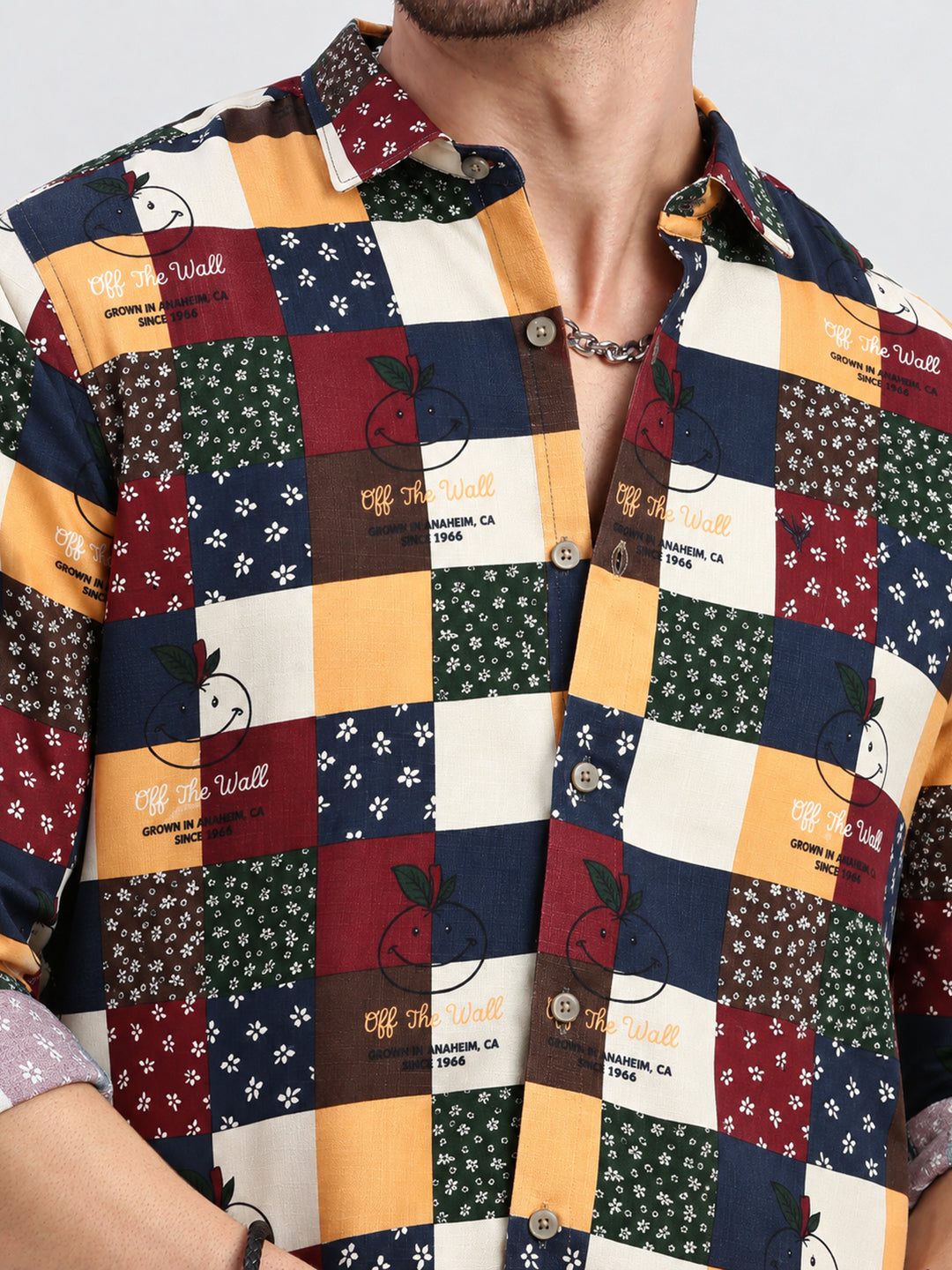 Men’s Printed Maroon Slim Fit Long Sleeves Casual Shirt