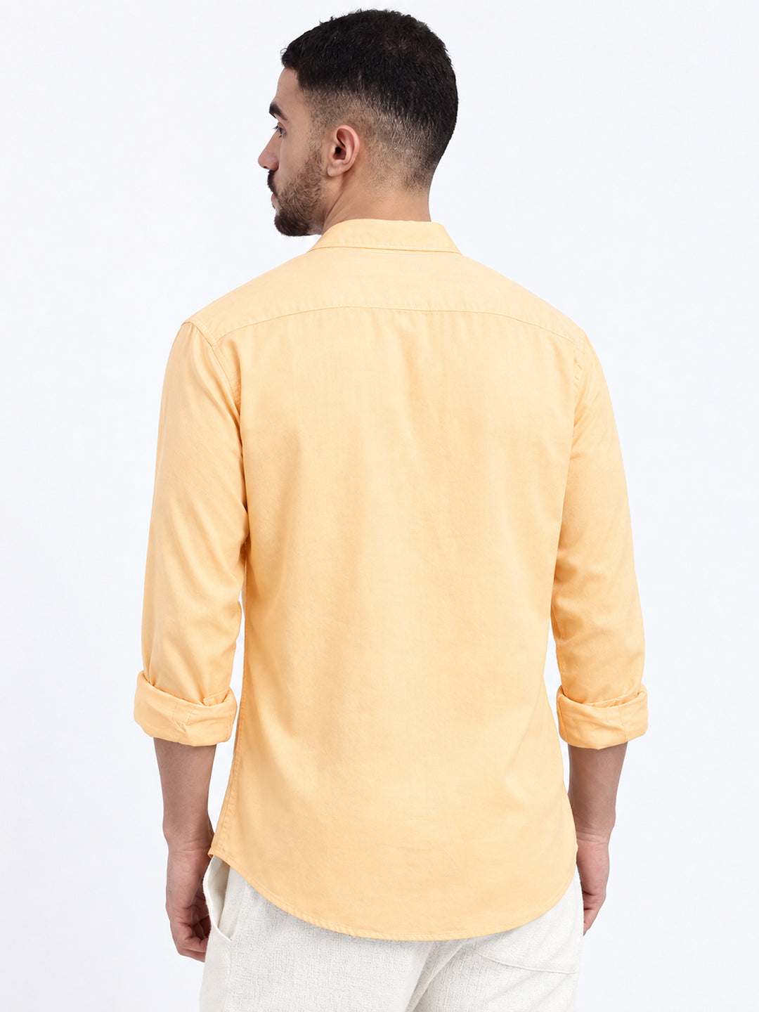 Men’s Orange Slim Fit Long Sleeves Casual Shirt