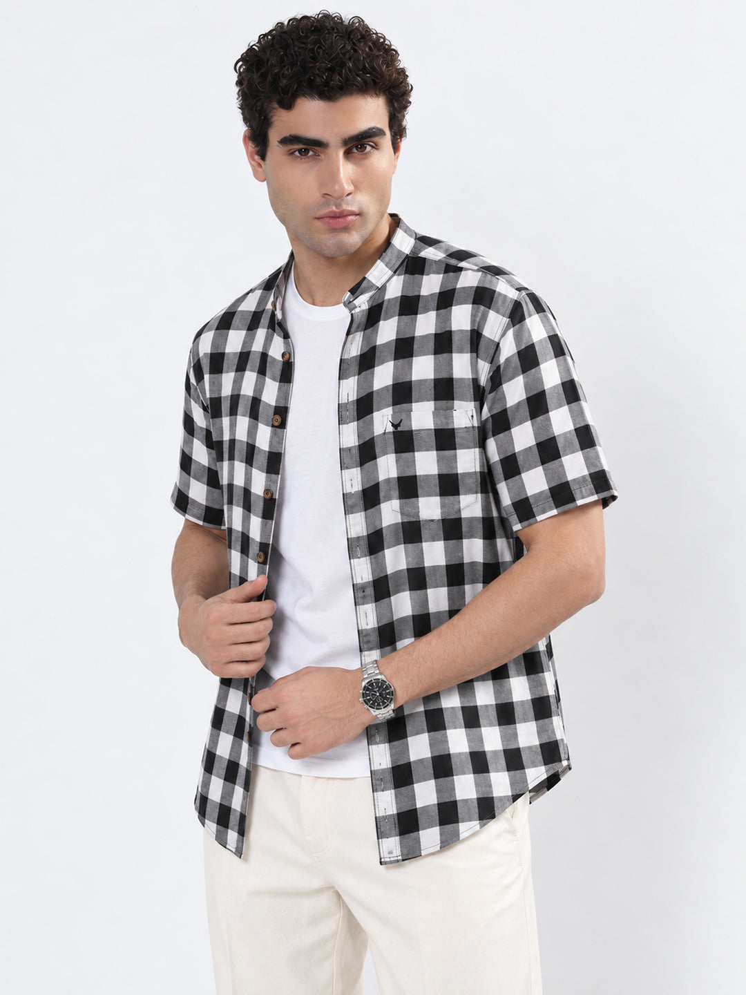 Men’s Checked Black Short Sleeves Shirt