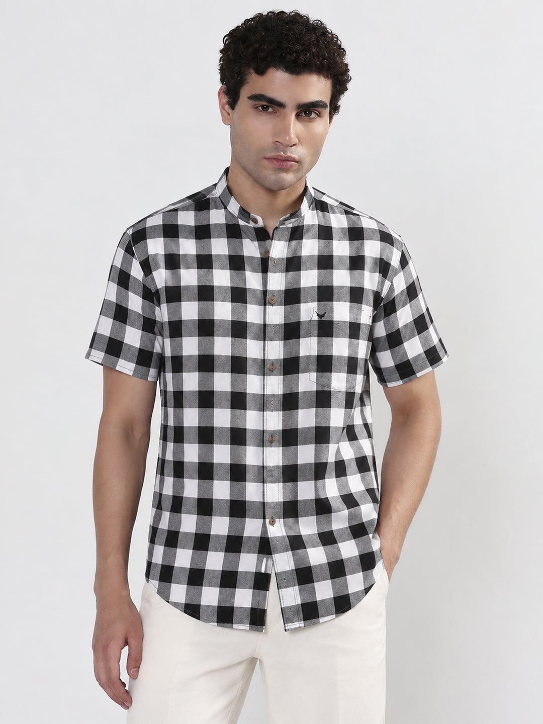 Men’s Checked Black Short Sleeves Shirt
