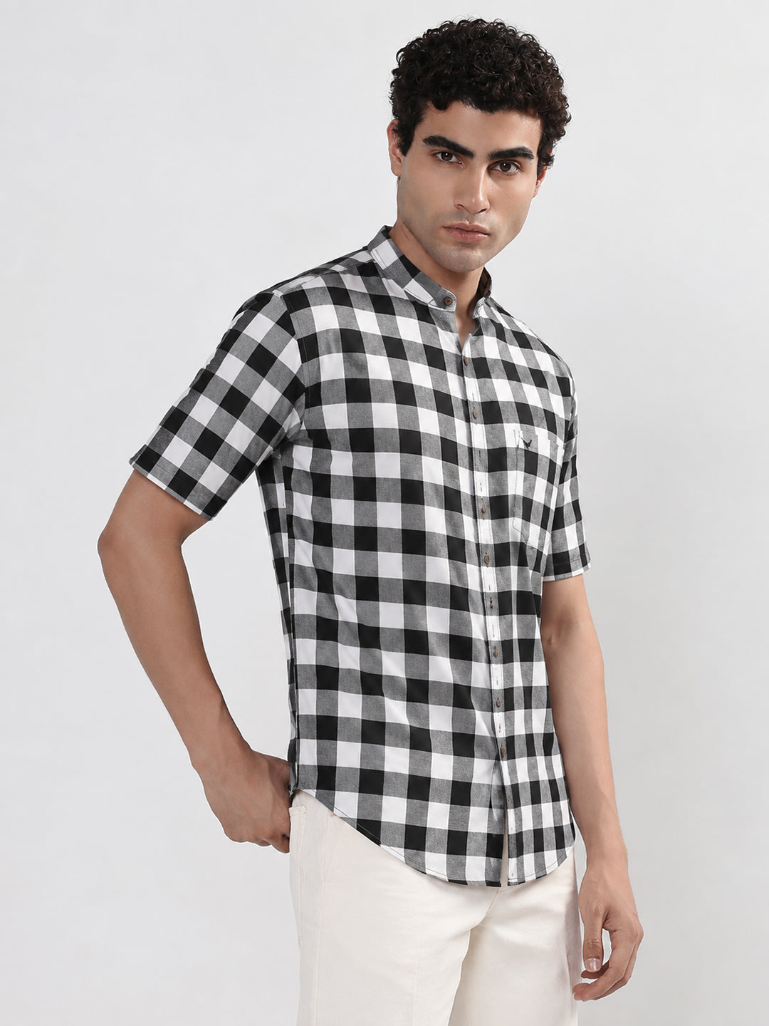 Men’s Checked Black Short Sleeves Shirt