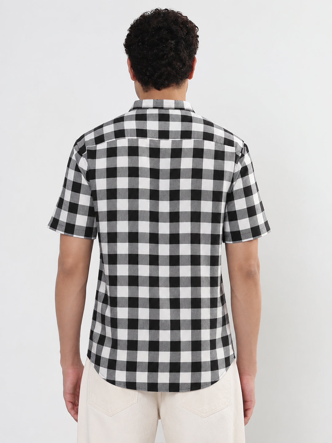 Men’s Checked Black Short Sleeves Shirt
