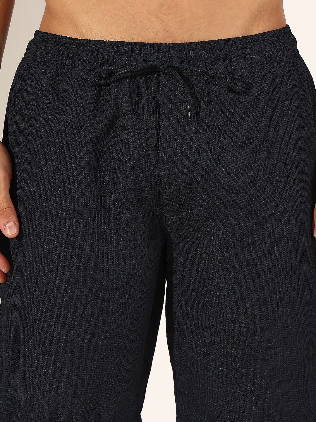 Men's Navy Blue Cuban Collar Shirt & Shorts Co-ord Set