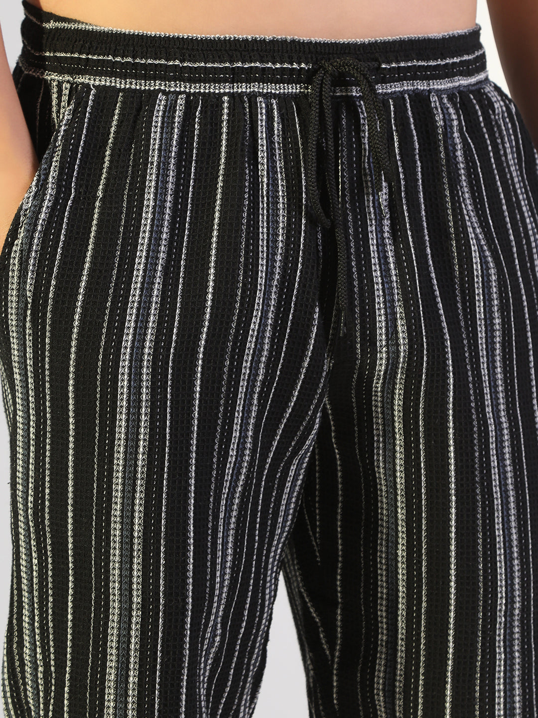 Men's Striped Black Relaxed Fit Cuban Collar Shirt & Casual Shorts Co-ord Set