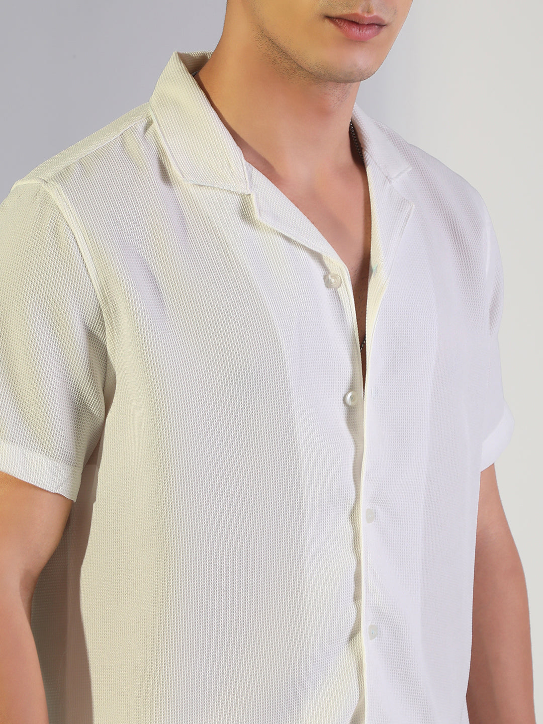 Men's White Relaxed Fit Cuban Collar Shirt & Casual Shorts Co-ord Set
