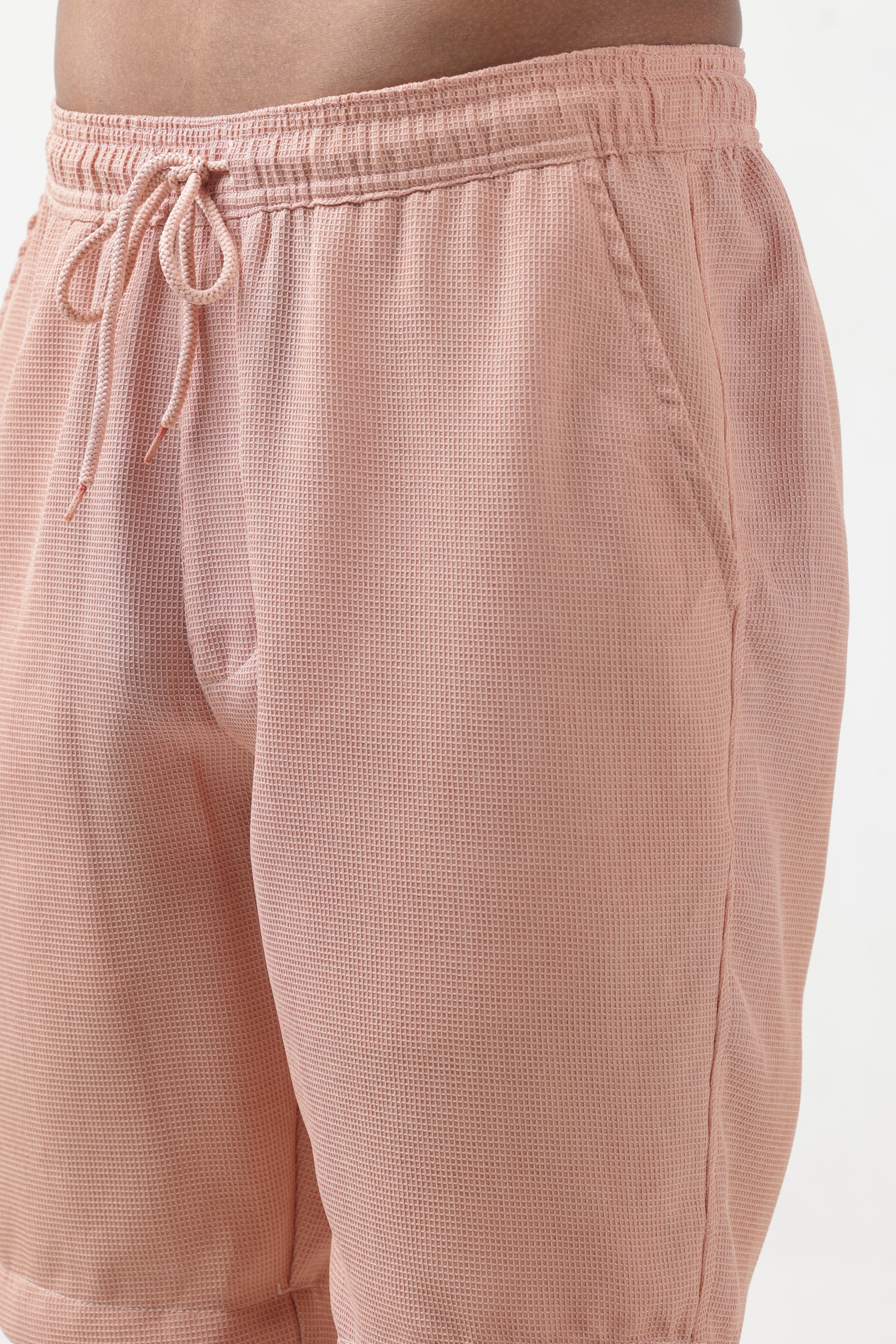 Men's Textured Peach Cuban Collar Shirt & Shorts Co-ord Set