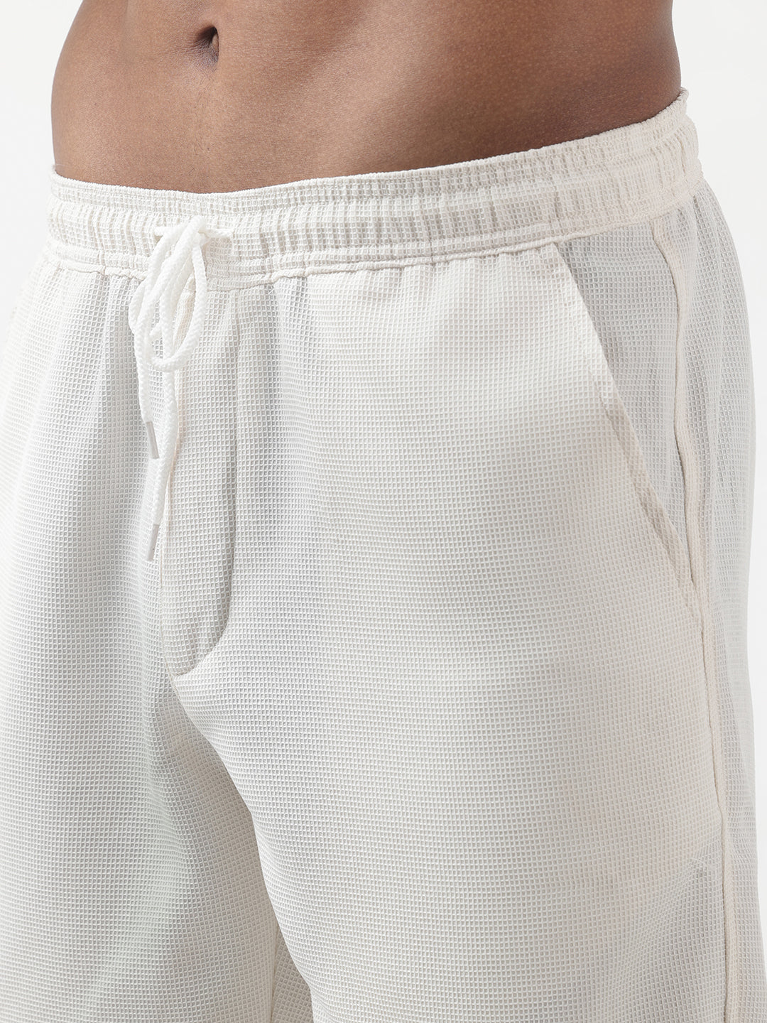 Men's Textured Off-White Cuban Collar Shirt & Shorts Co-ord Set