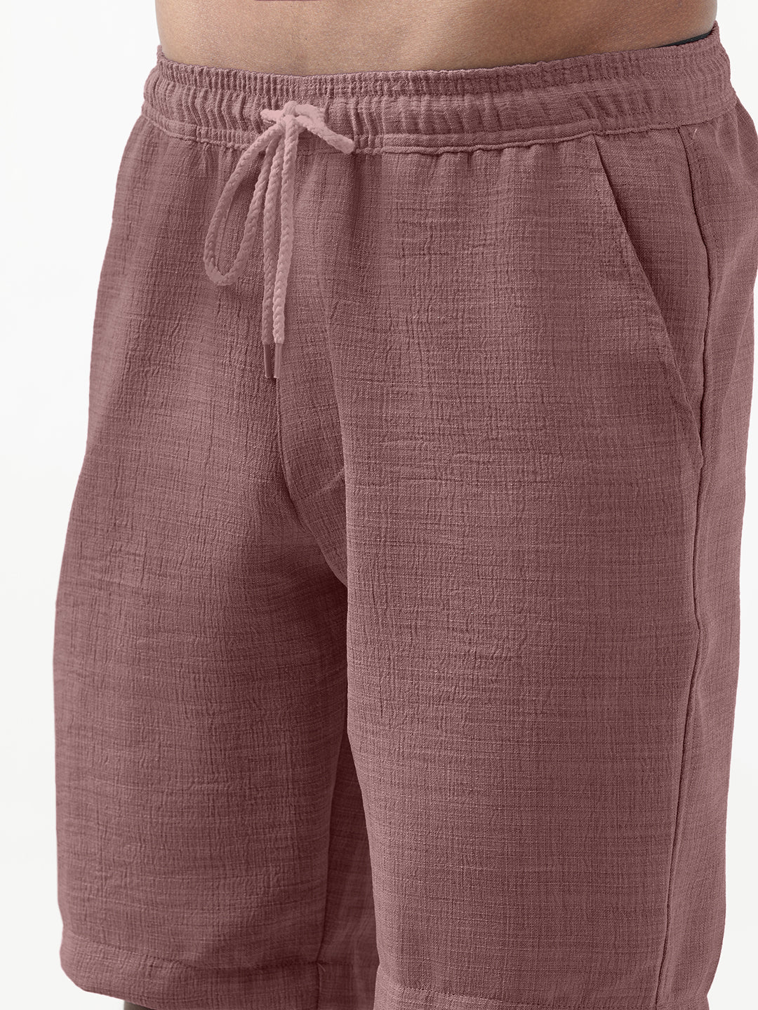 Men's Textured Purple Cuban Collar Shirt & Shorts Co-ord Set