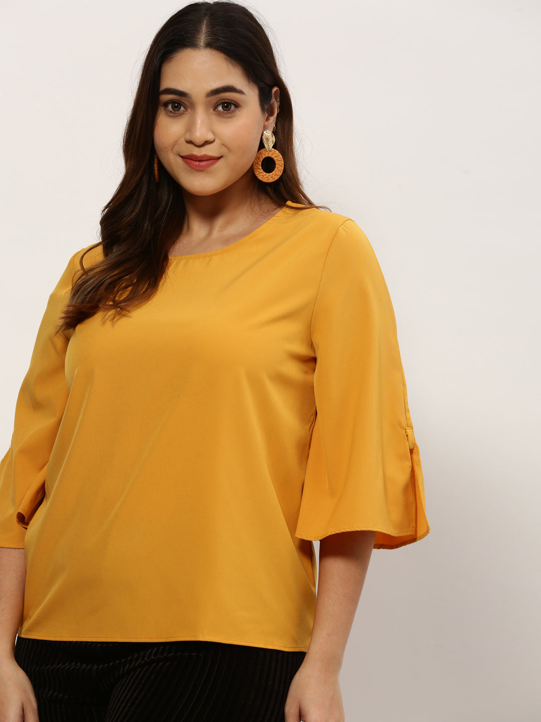 Women Solid Yellow Top