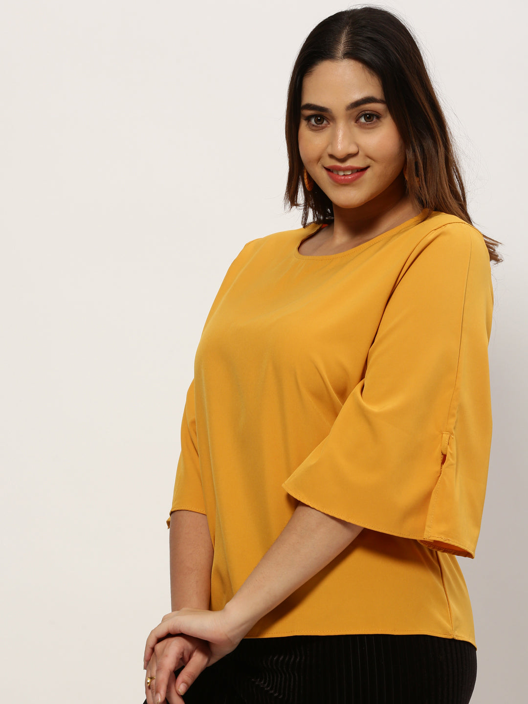 Women Solid Yellow Top