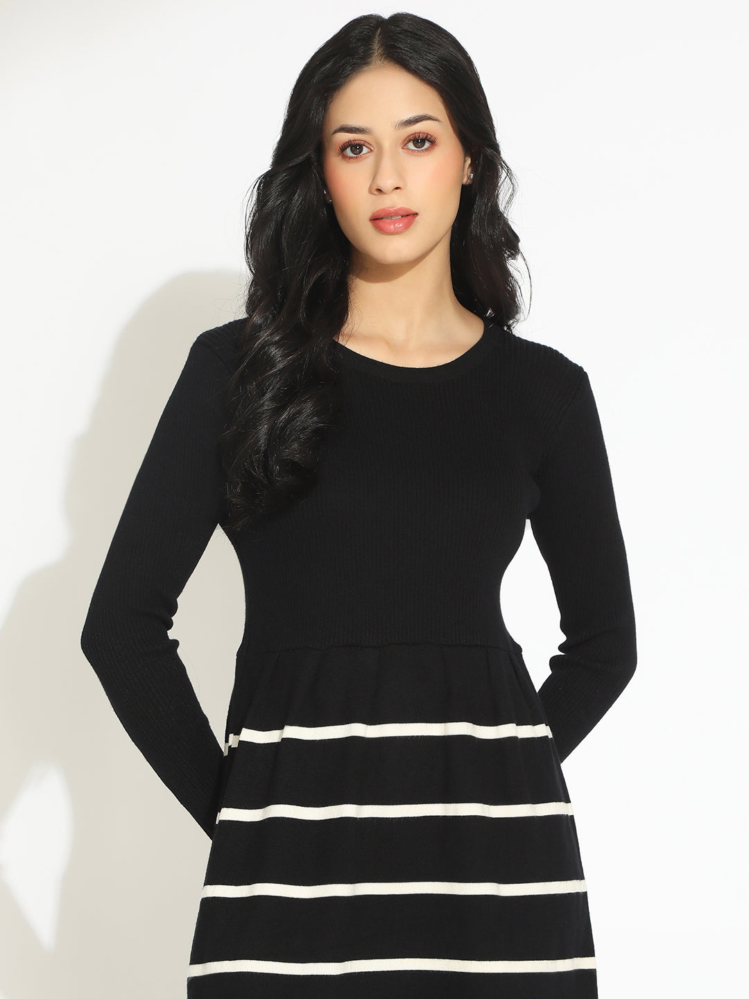 Women's Black Fit and Flare Mini Dress