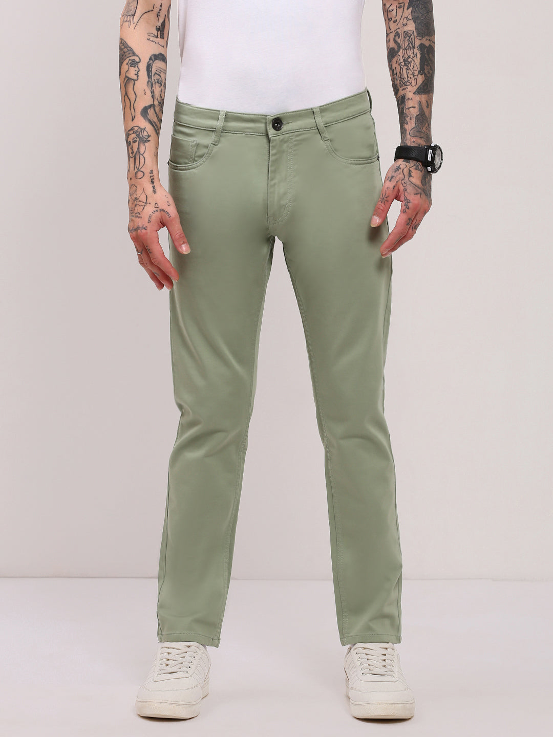 Men Green Slim Fit Jeans