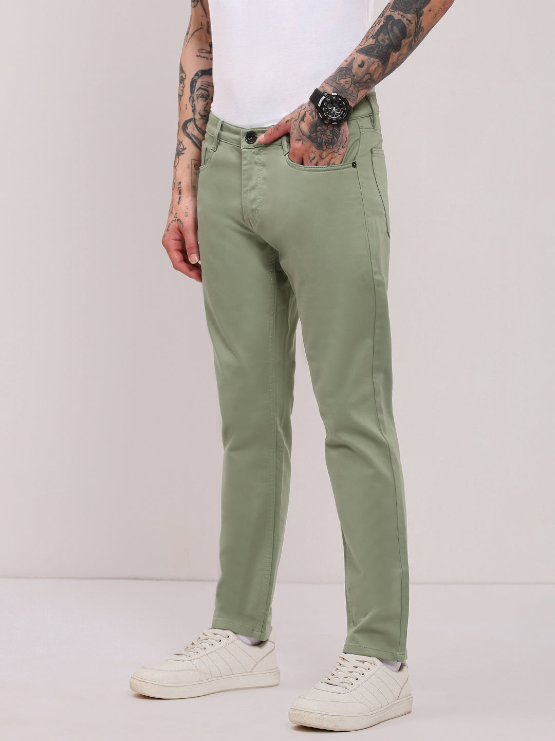 Men Green Slim Fit Jeans