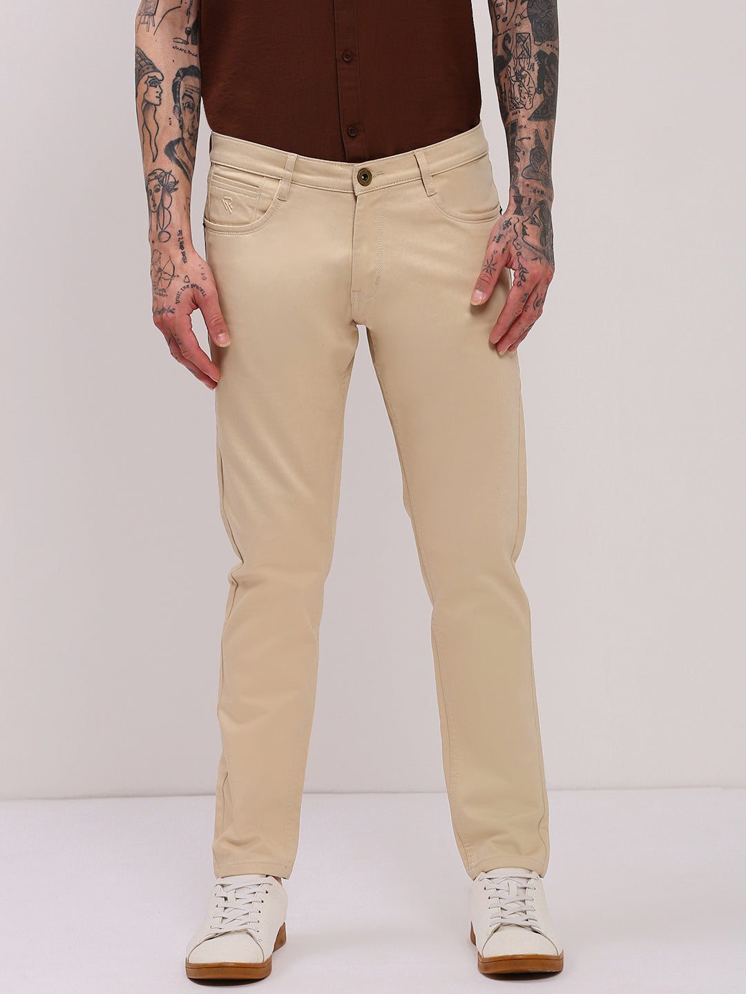 Men Beige Slim Fit Jeans