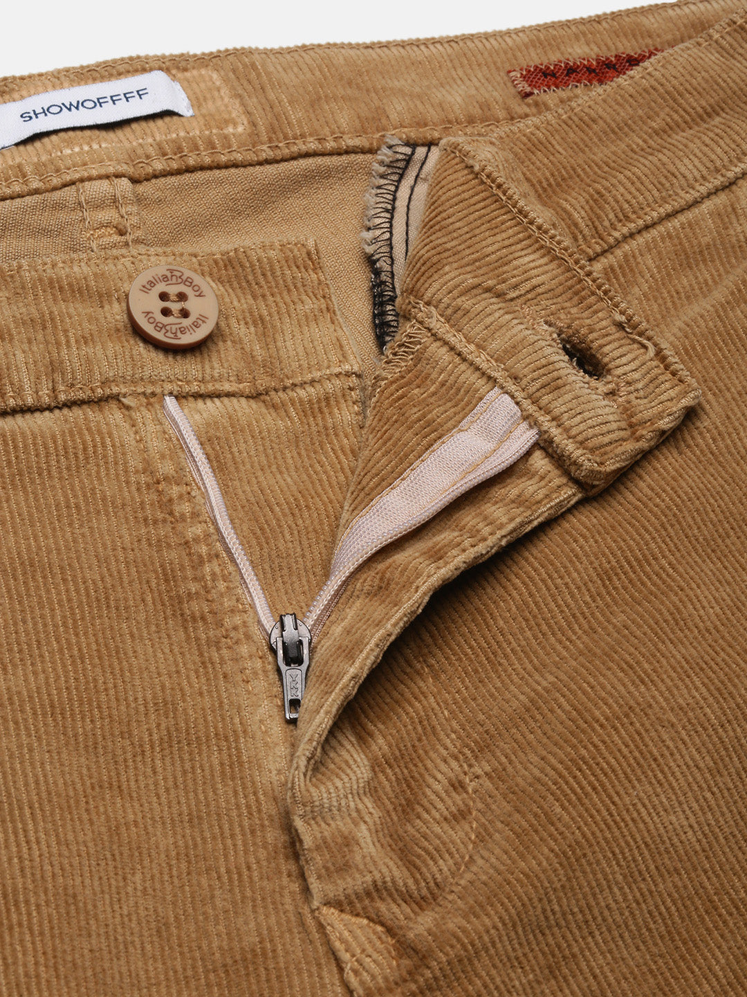 Men Beige Solid Trousers