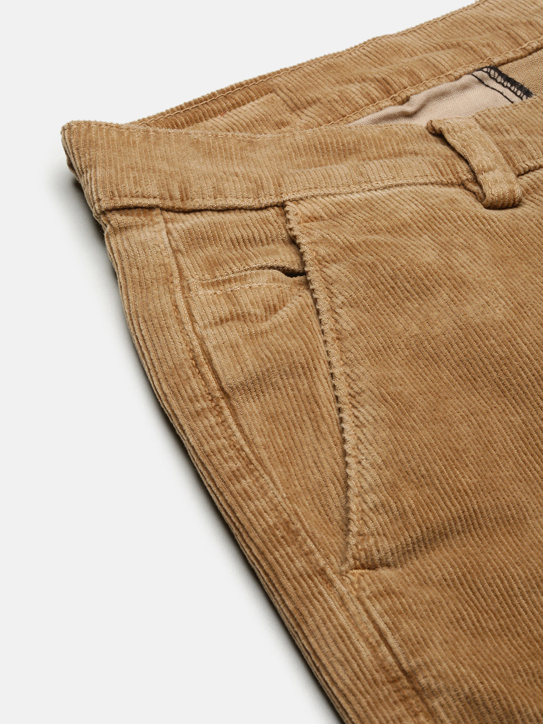 Men Beige Solid Trousers