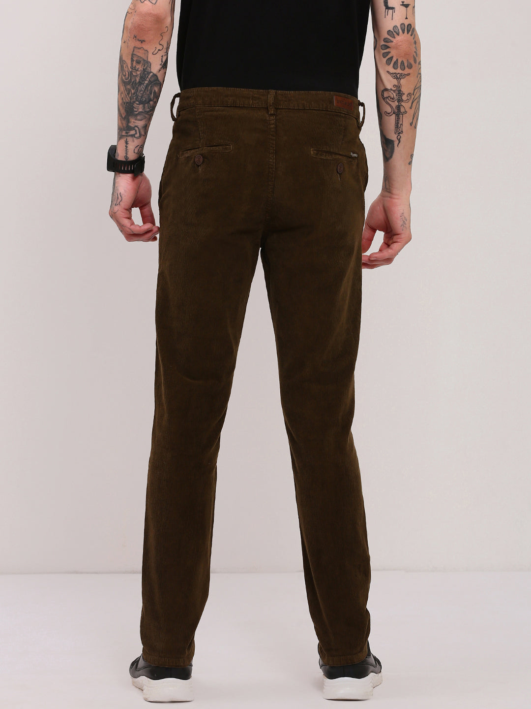 Men Brown Solid Trousers