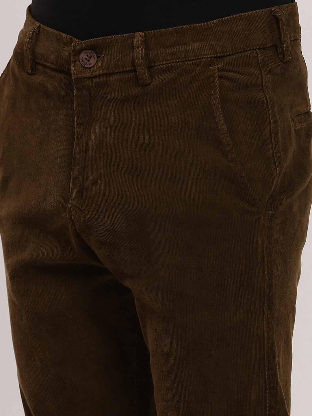 Men Brown Solid Trousers