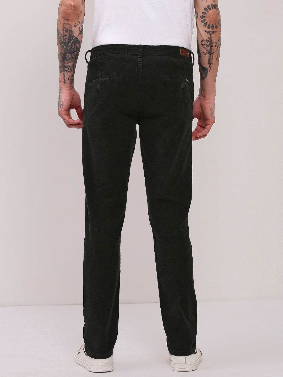 Men Black Solid Trousers