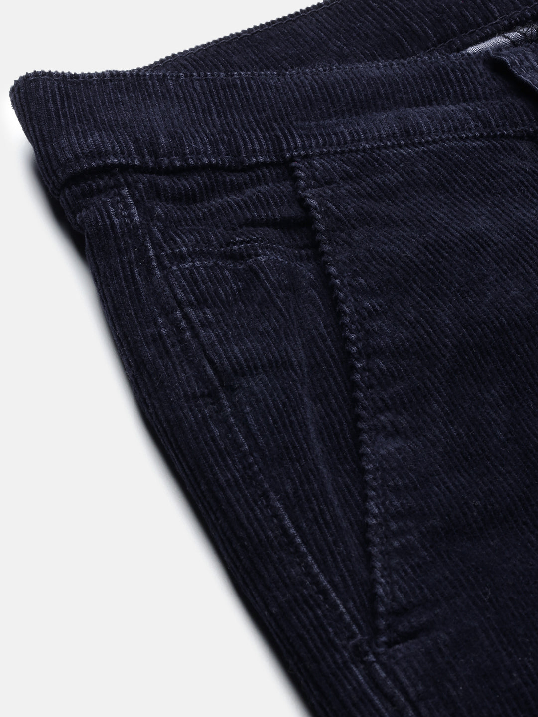 Men Navy Blue Solid Trousers