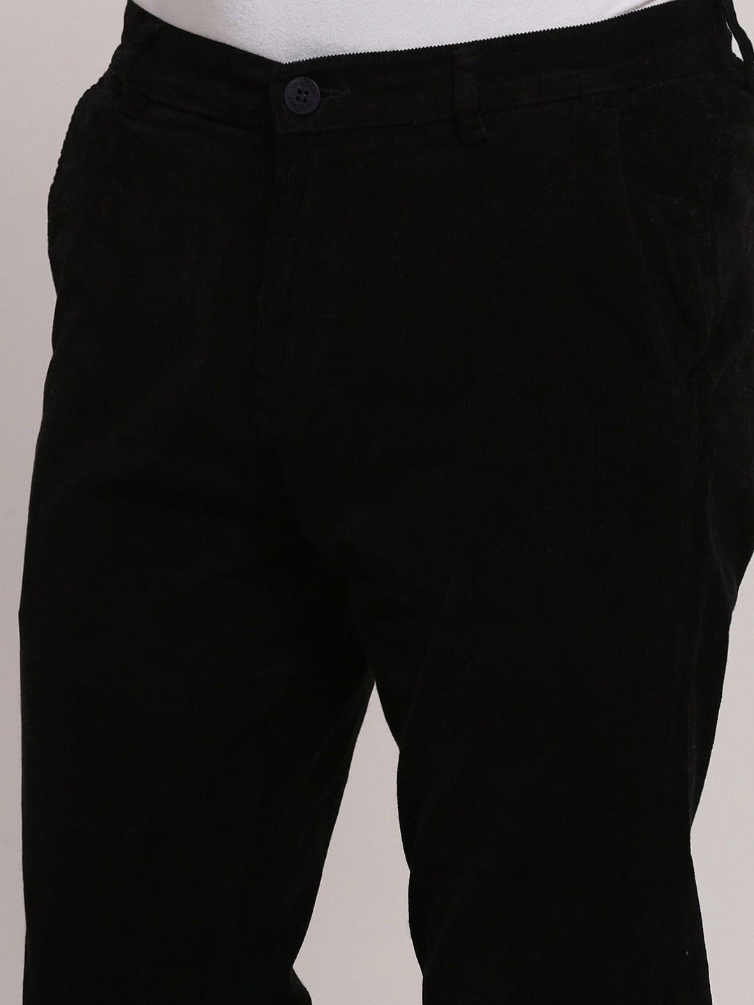 Men Black Solid Trousers