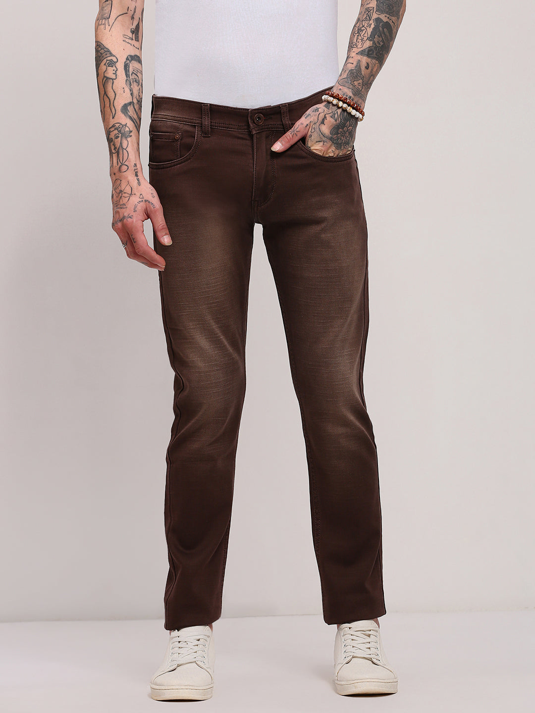 Men Brown Slim Fit Jeans