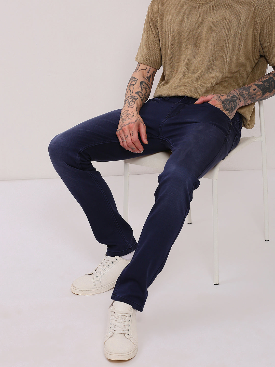 Men Navy Blue Slim Fit Jeans