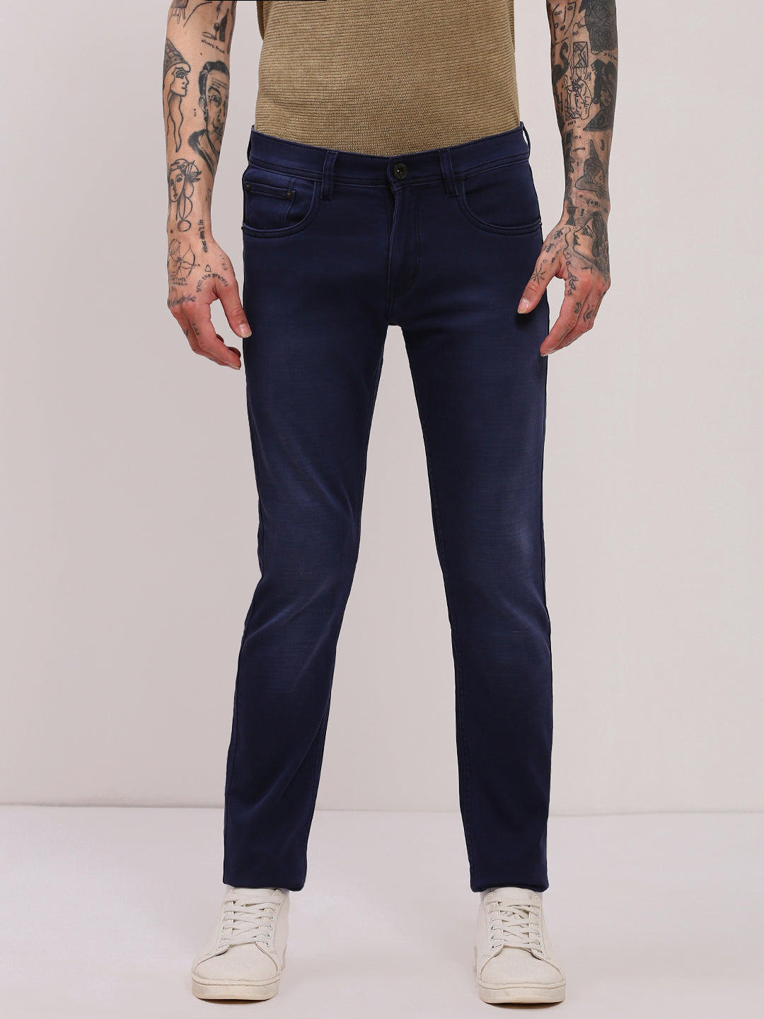 Men Navy Blue Slim Fit Jeans