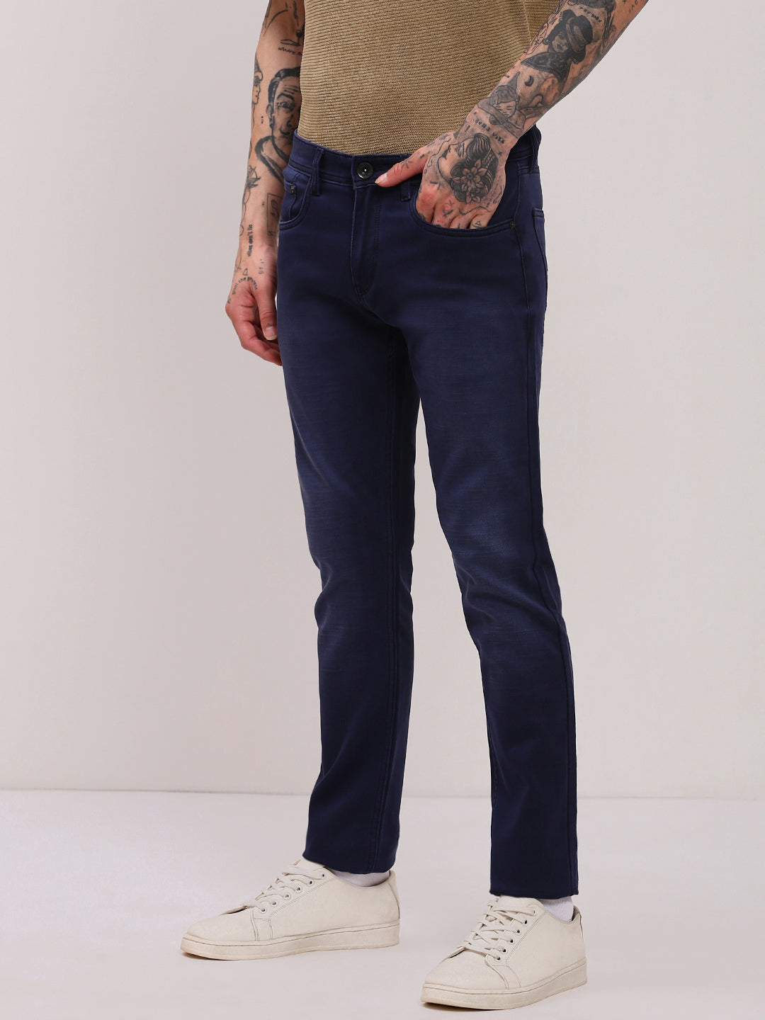 Men Navy Blue Slim Fit Jeans