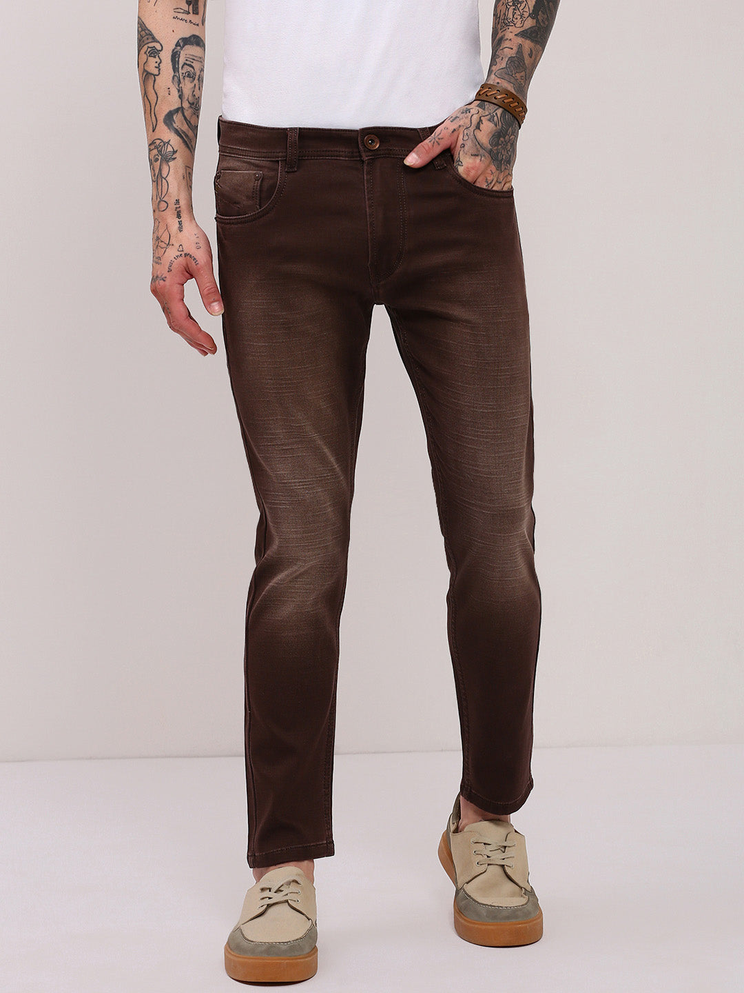 Men Brown Slim Fit Jeans