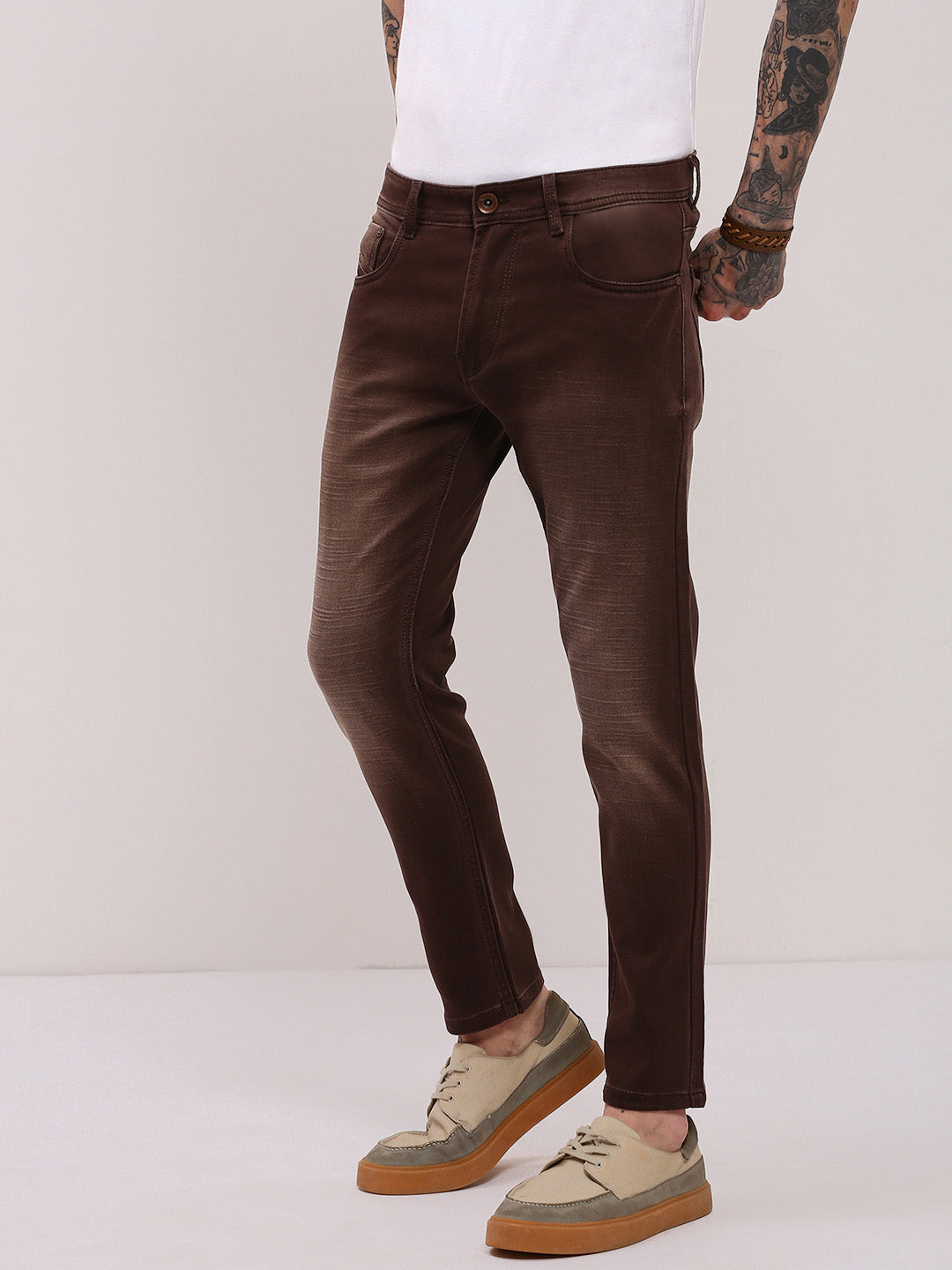 Men Brown Slim Fit Jeans