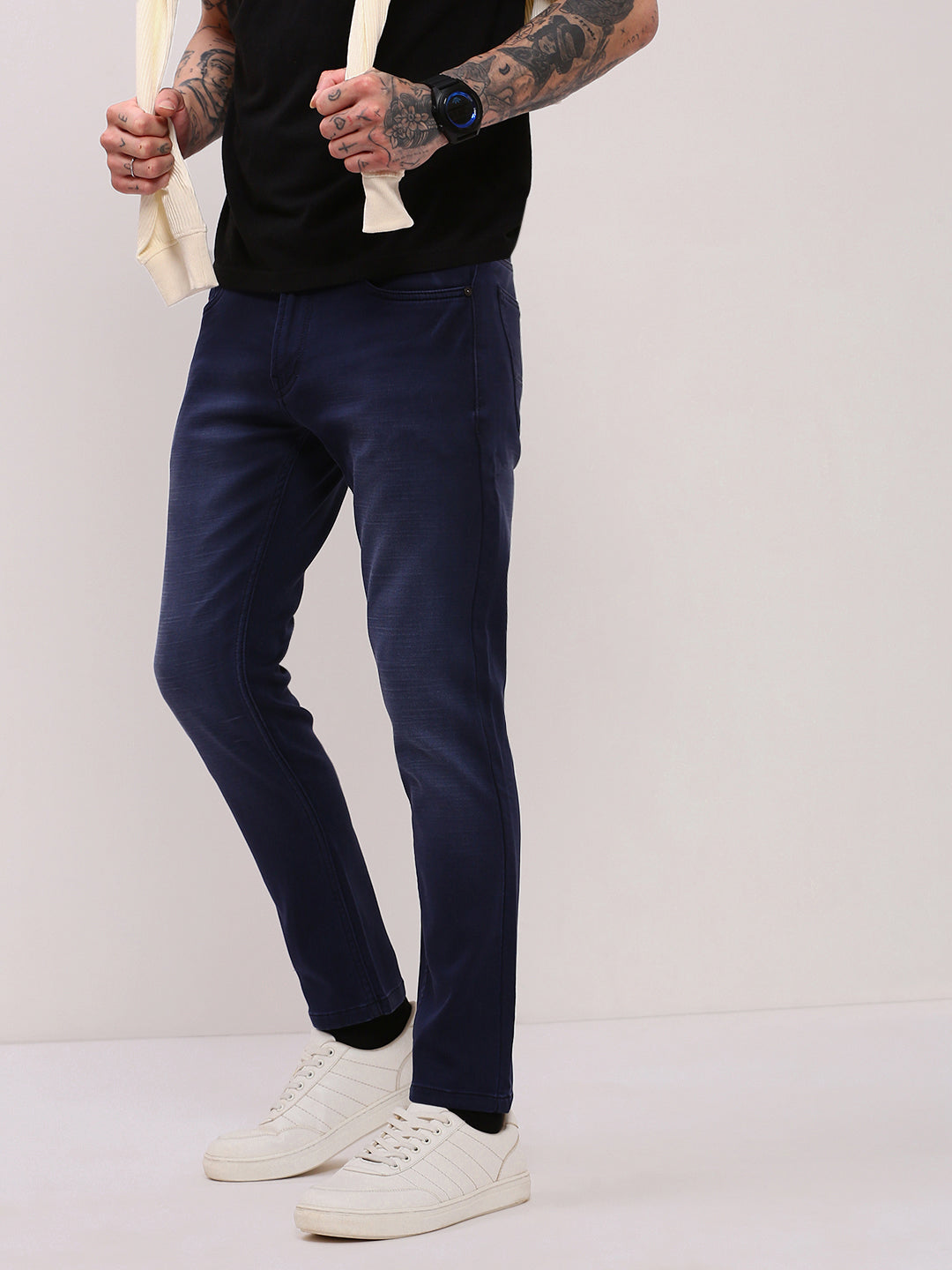 Men Navy Blue Slim Fit Jeans