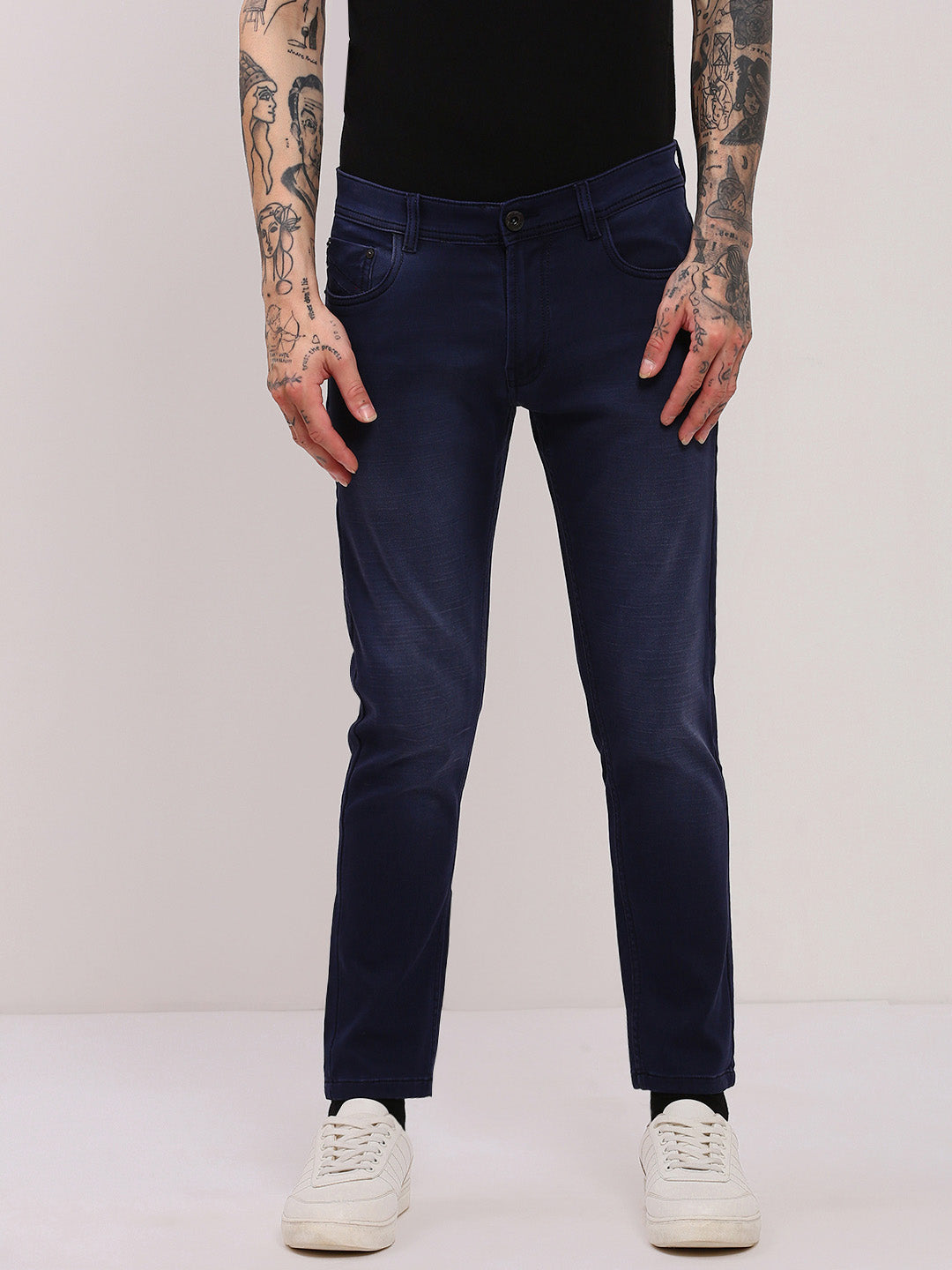 Men Navy Blue Slim Fit Jeans