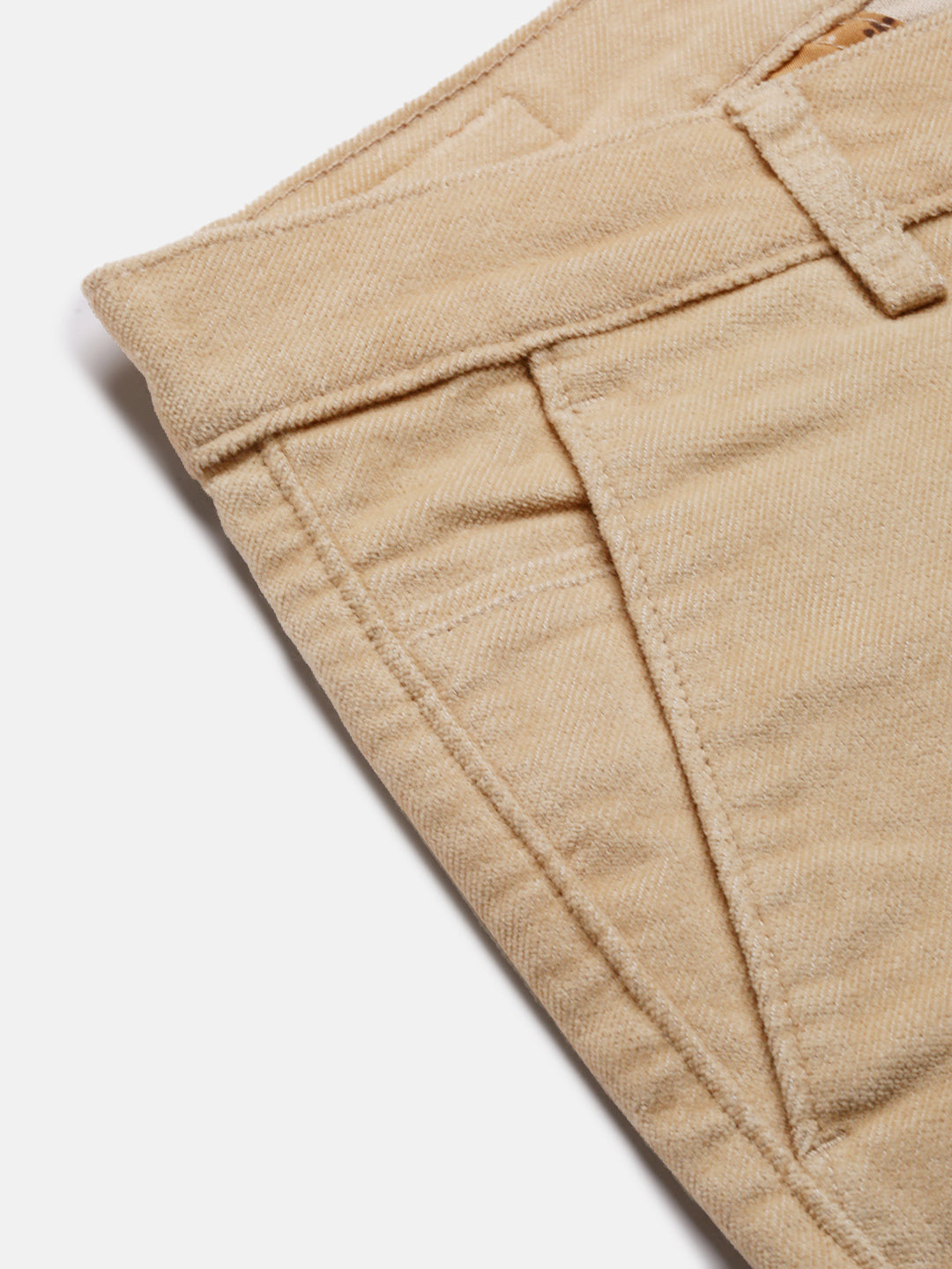 Men Beige Solid Trousers