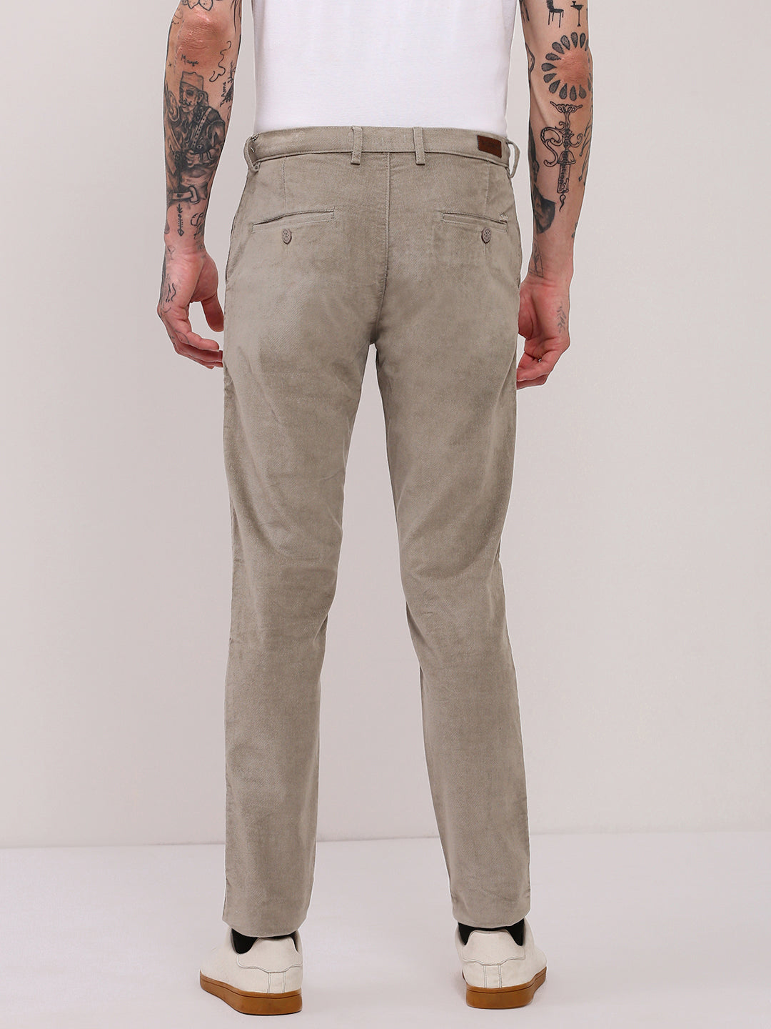 Men Grey Solid Trousers