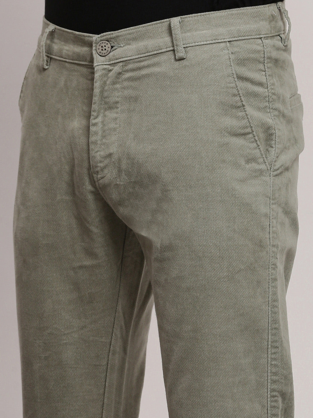 Men Green Solid Trousers