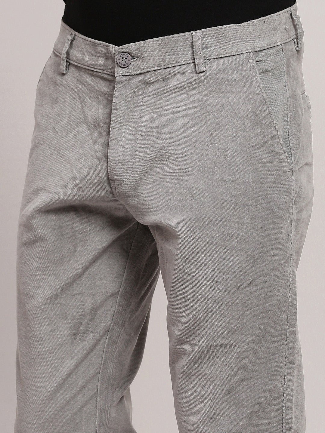 Men Grey Solid Trousers