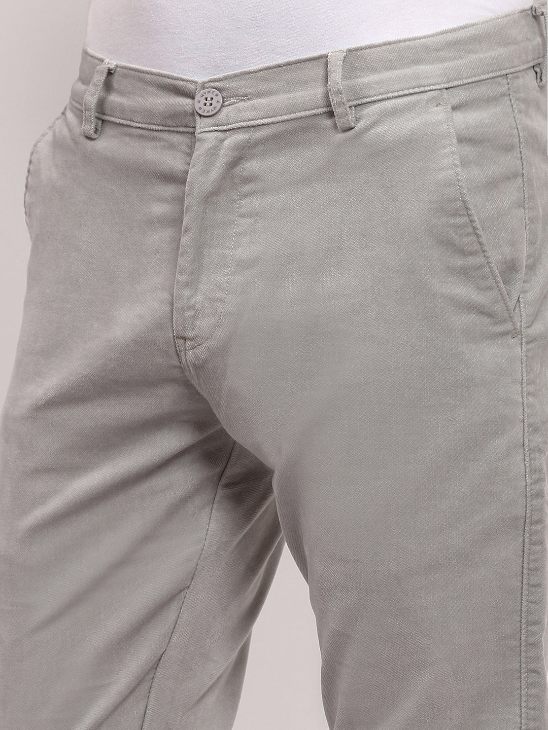 Men Grey Solid Trousers